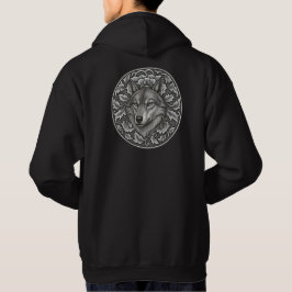 Moletom Desenho de cabeça de lobo floral gravado vintage