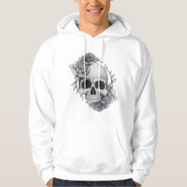 Moletom Desenho de Caveira e Rosas