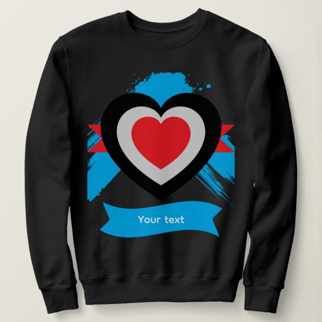 Moletom Desenho de Coração com Texto Personalizável (Frente do Design)