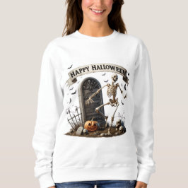 Moletom Desenho de Esqueleto Dançante de Halloween
