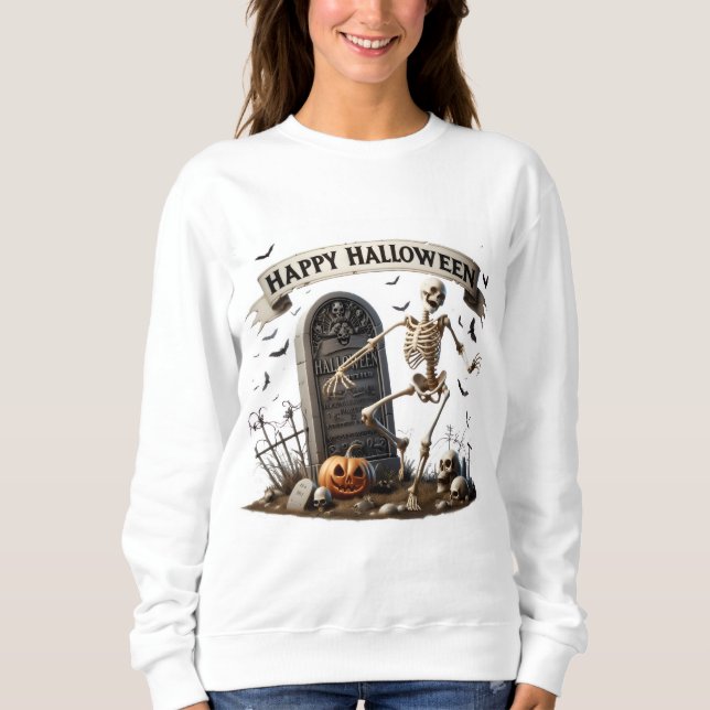 Moletom Desenho de Esqueleto Dançante de Halloween (Frente)