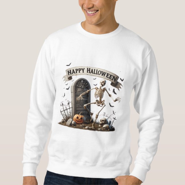 Moletom Desenho de Esqueleto Dançante de Halloween (Frente)