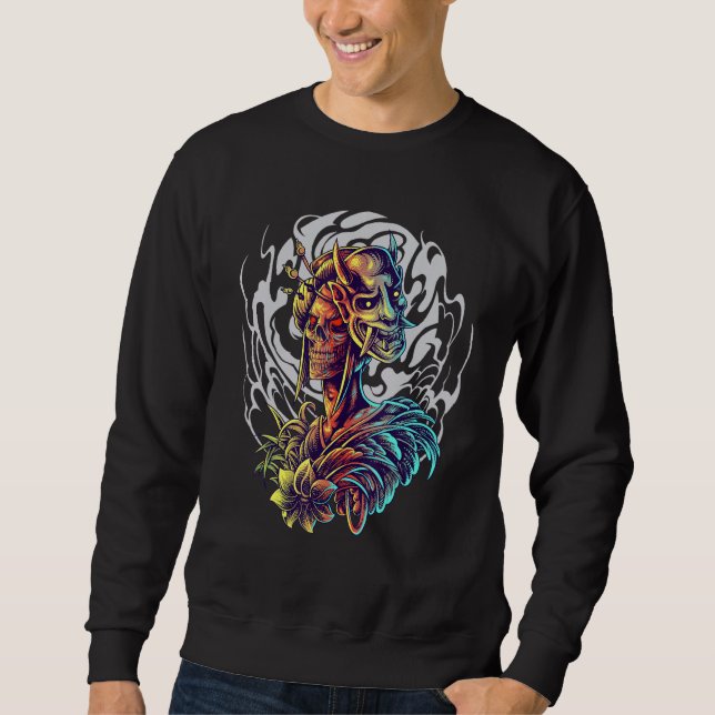 Moletom Desenho de Esqueleto de Mulher Oni Japonesa (Frente)