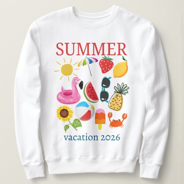 Moletom Desenho de férias de verão personalizadas  (Frente do Design)