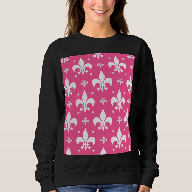 Moletom Desenho de Flor-de-lis Rosa e Branco (Frente)