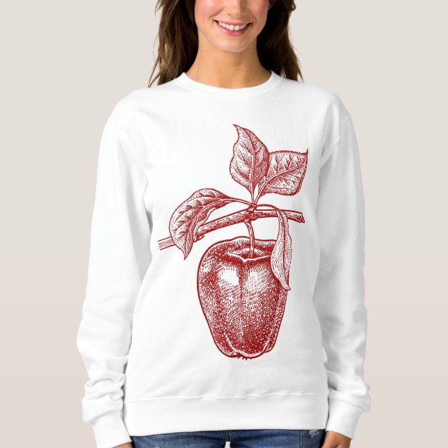 Moletom Desenho de fruta vermelha da Apple - Desenho de Vi (Frente)