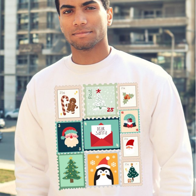 Moletom Desenho de Natal com Selo de Correio de Férias Ant (Criador carregado)