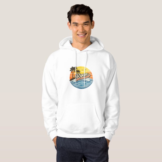 Moletom Desenho de Nome Ryan Retro Pôr do Sol (Frente Completa)