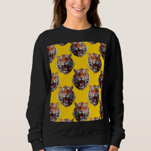 Moletom Desenho de padrão de cabeça de tigre amarelo