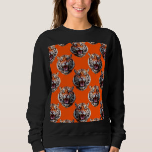 Moletom Desenho de padrão de cabeça de tigre laranja