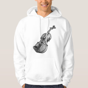 Moletom Desenho de Violino Esboço Preto e Branco