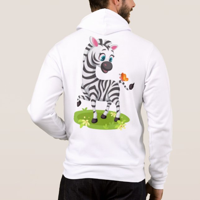 Moletom Desenho de Zebra Bebê Brincando com Borboleta-2396 (Verso)