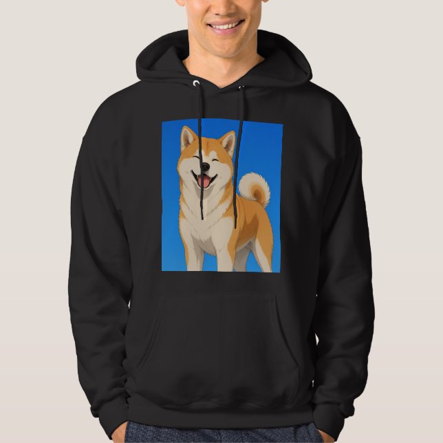 Moletom Desenho Feliz de Cachorro Akita (Frente)