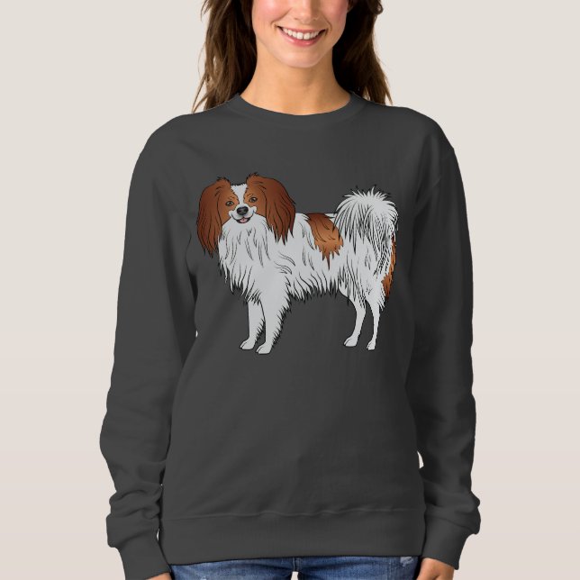 Moletom Desenho Fofo de Cachorro Cartoon Phalène Vermelho  (Frente)