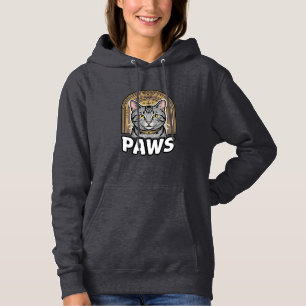 Moletom Desenho Gráfico Estilo de Gravura de Patas de Gato