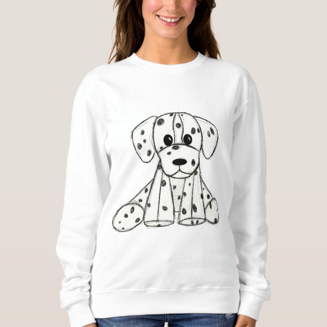 Moletom Desenho simples de um cão dalmata de pelúcia em pr (Frente)