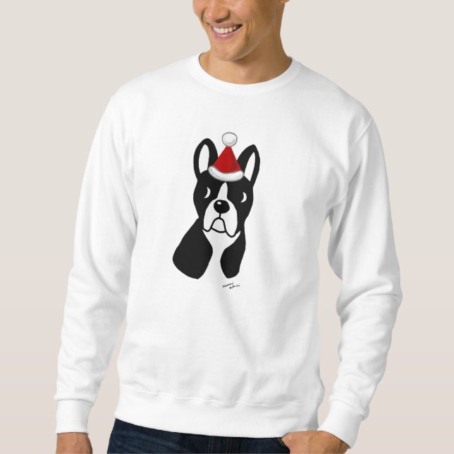 Moletom Desenhos animados do Natal de Boston Terrier (Frente)