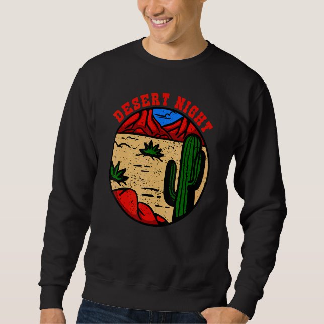 Moletom Desert Night Cactus Dark Landscape Adventure Hikin (Frente)