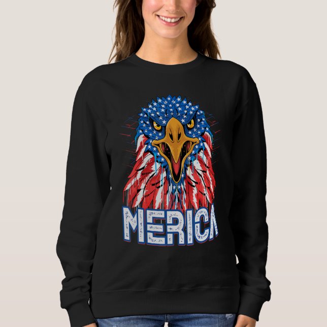 Moletom Design Bald Eagle Mullet, 4 De Julho (Frente)