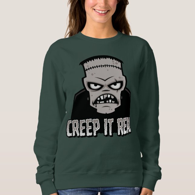 Moletom Design Clássico de Terror Frankenstein Creep It Re (Frente)