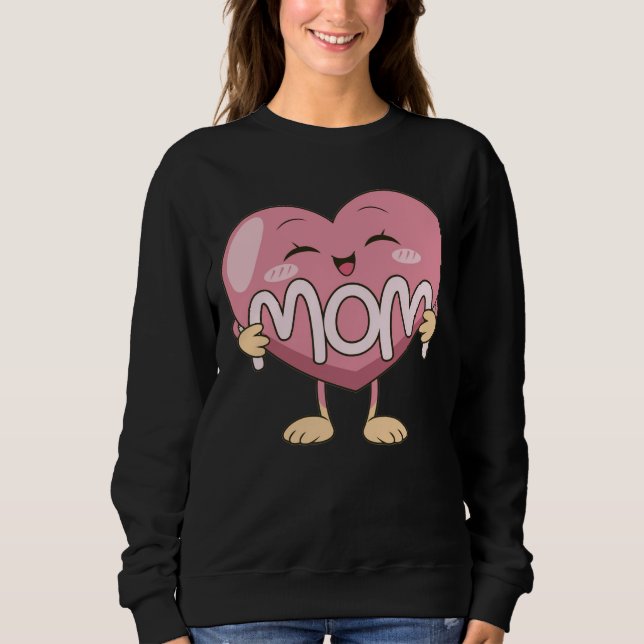 Moletom Design de Abraço de Coração de Mãe Kawaii (Frente)