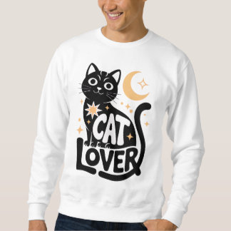 Moletom Design de Amante de Gato Preto com Magia Celestial