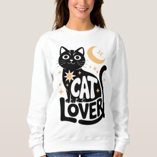 Moletom Design de Amante de Gato Preto com Magia Celestial
