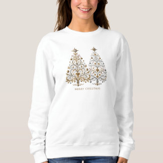 Moletom Design de árvore de Natal elegante em prata e ouro