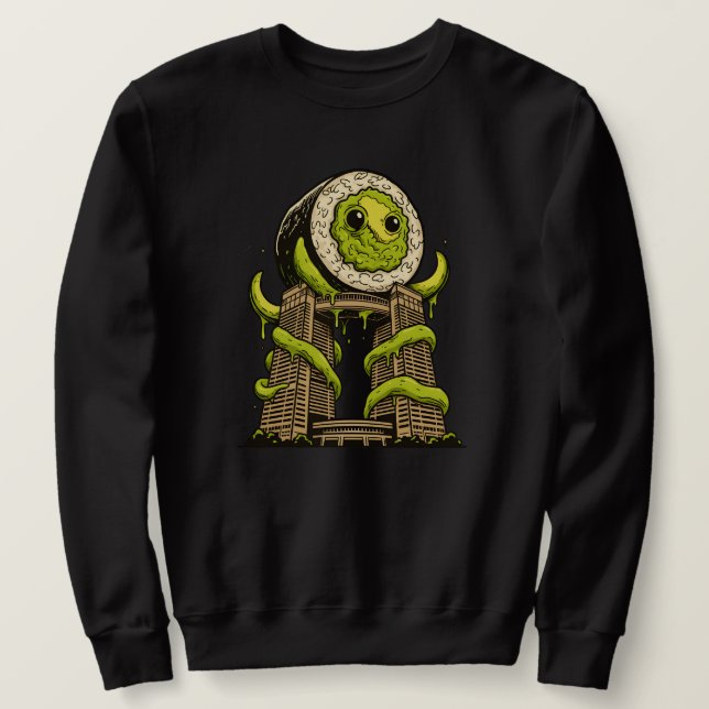 Moletom Design de Ataque Urbano de Monstro Sushi Divertido (Frente do Design)