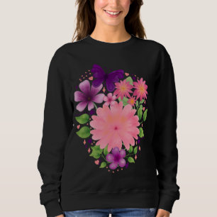 Moletom Design de Borboleta Floral Rosa em Aquarela