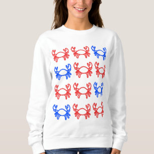Moletom Design de Caranguejo com Contorno Vermelho e Azul