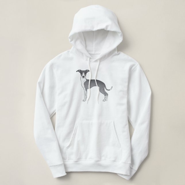 Moletom Design de Cartoons De Greyhound Azul E Branco Ital (Frente do Design)