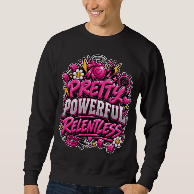 Moletom Design de Citação de Academia Rosa Implacável Pode (Frente)