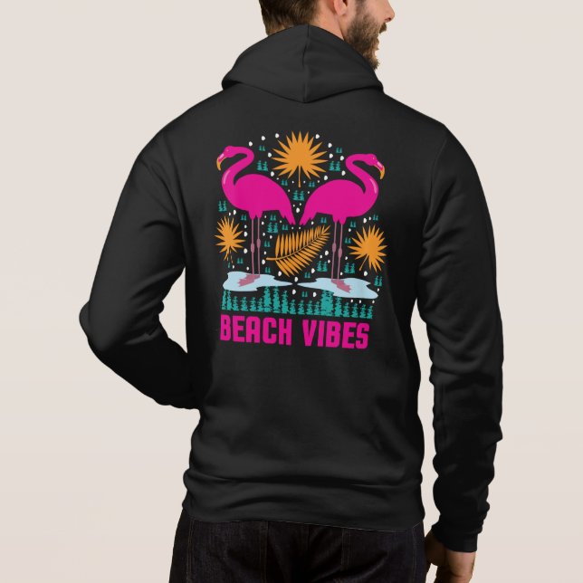 Moletom Design de Flamingos Rosa Vibes de Praia (Verso)