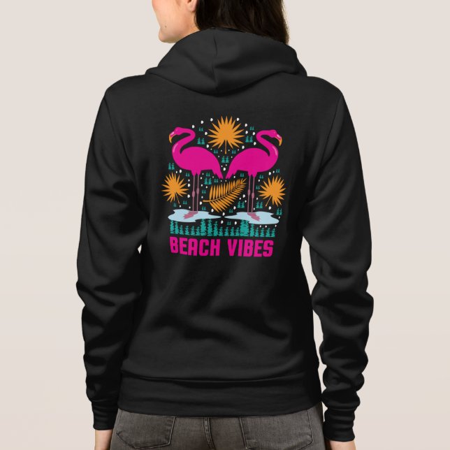 Moletom Design de Flamingos Rosa Vibes de Praia (Verso)