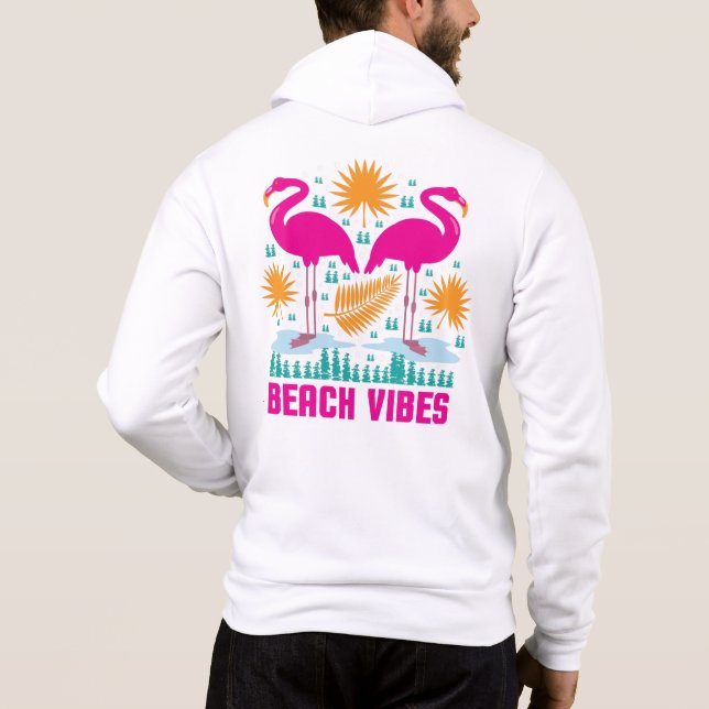 Moletom Design de Flamingos Rosa Vibes de Praia (Verso)