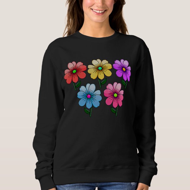 Moletom design de flores de 5 cores (Frente)