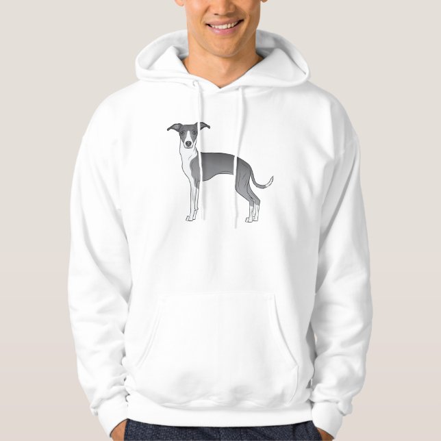 Moletom Design de Galgo Italiano Azul e Branco (Frente)