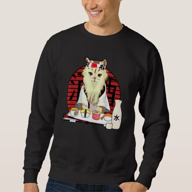 Moletom Design De Gato Bonito E Sushi No Natal (Frente)
