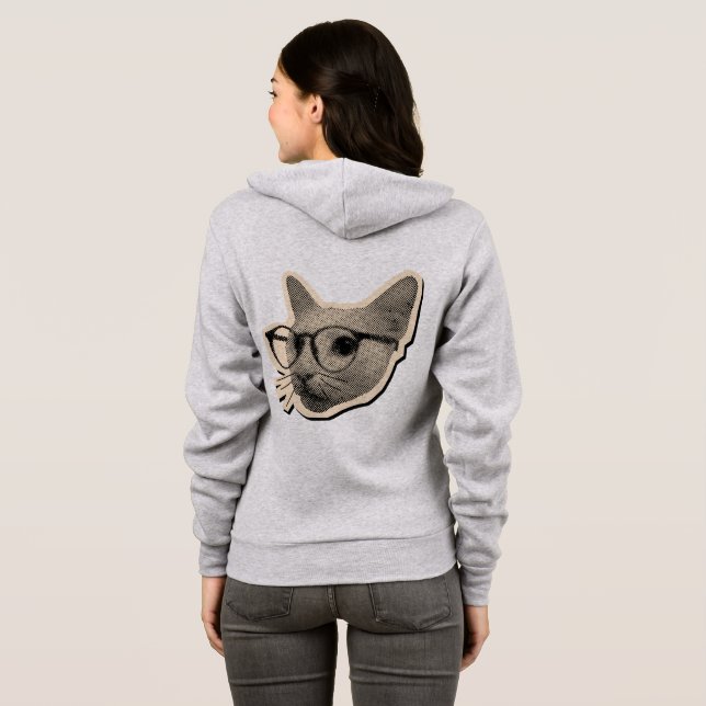 Moletom "Design de Gato Inteligente com Óculos (Parte Traseira Completa)