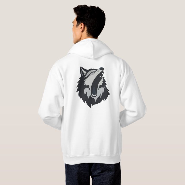 Moletom Design de Gráfico de Lobo Minimalista Howling (Parte Traseira Completa)
