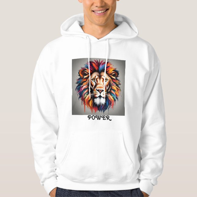 Moletom Design de Hoodie, masculina, no poder do leão (Frente)