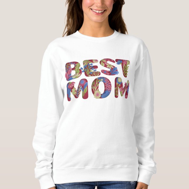 Moletom Design de Letreiro Floral Mãe (Frente)