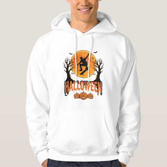 Moletom Design de Lua de Skateboard de Halloween (Frente)