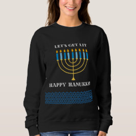 Moletom Design de Menorá de Hanukkah Azul Fofo e Divertido