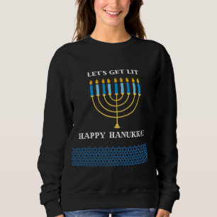 Moletom Design de Menorá de Hanukkah Azul Fofo e Divertido