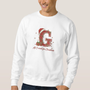 Moletom Design de Monograma de Natal com a Letra G