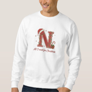 Moletom Design de Monograma de Natal com a Letra N