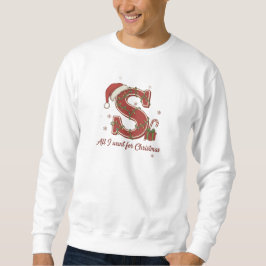 Moletom Design de Monograma de Natal com a Letra S