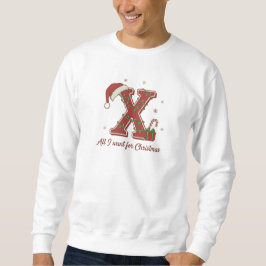 Moletom Design de Monograma de Natal com a Letra X